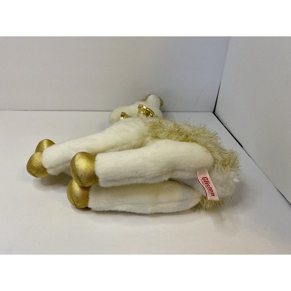Russ Berrie GLISTEN White & Gold Reindeer‎ Plush 14” Christmas Bells Stuffed - Picture 5 of 8